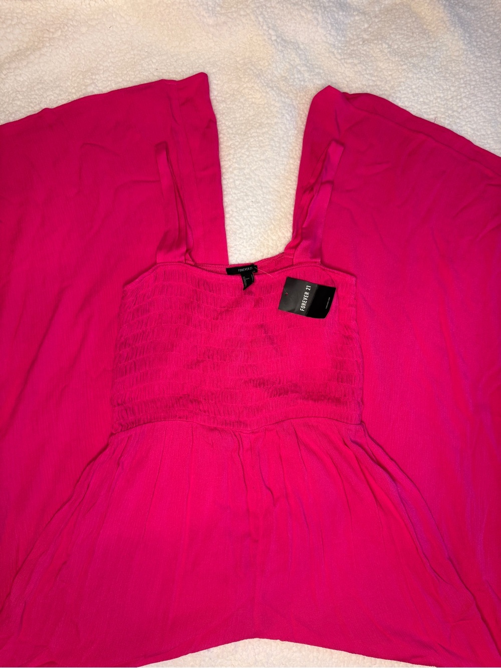 NWT Forever 21 Hot Pink Smocked Jumpsuit